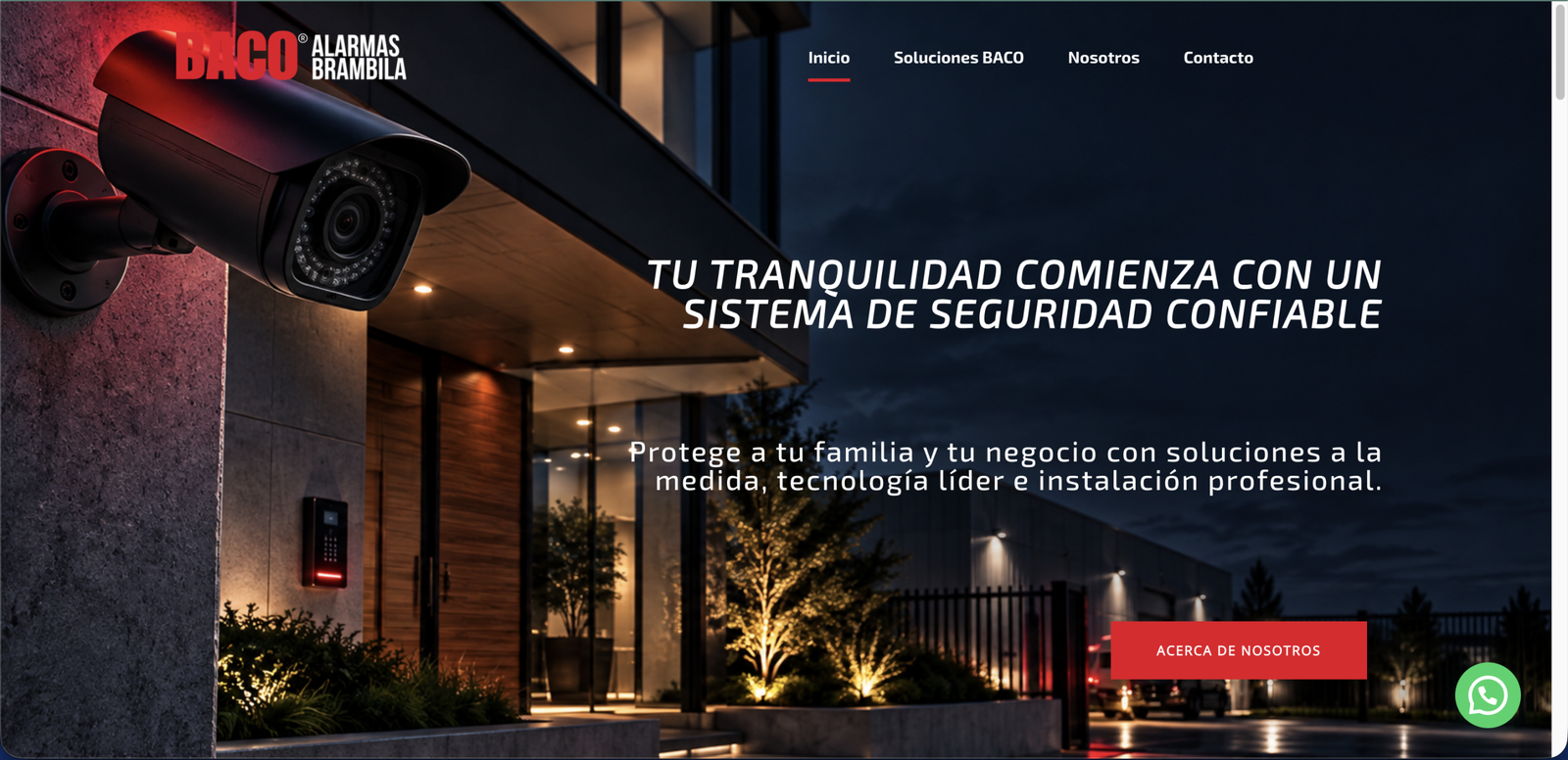 Sitio web de BACO Alarmas diseñado por René Pelayo
